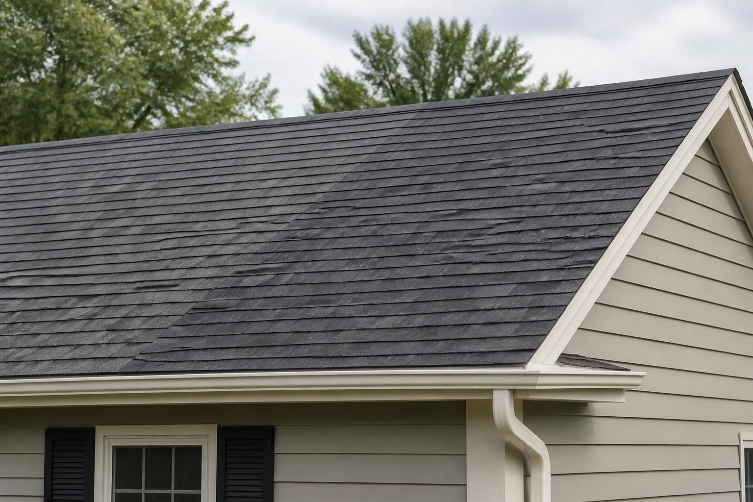 Restored roof section after an emergency repair