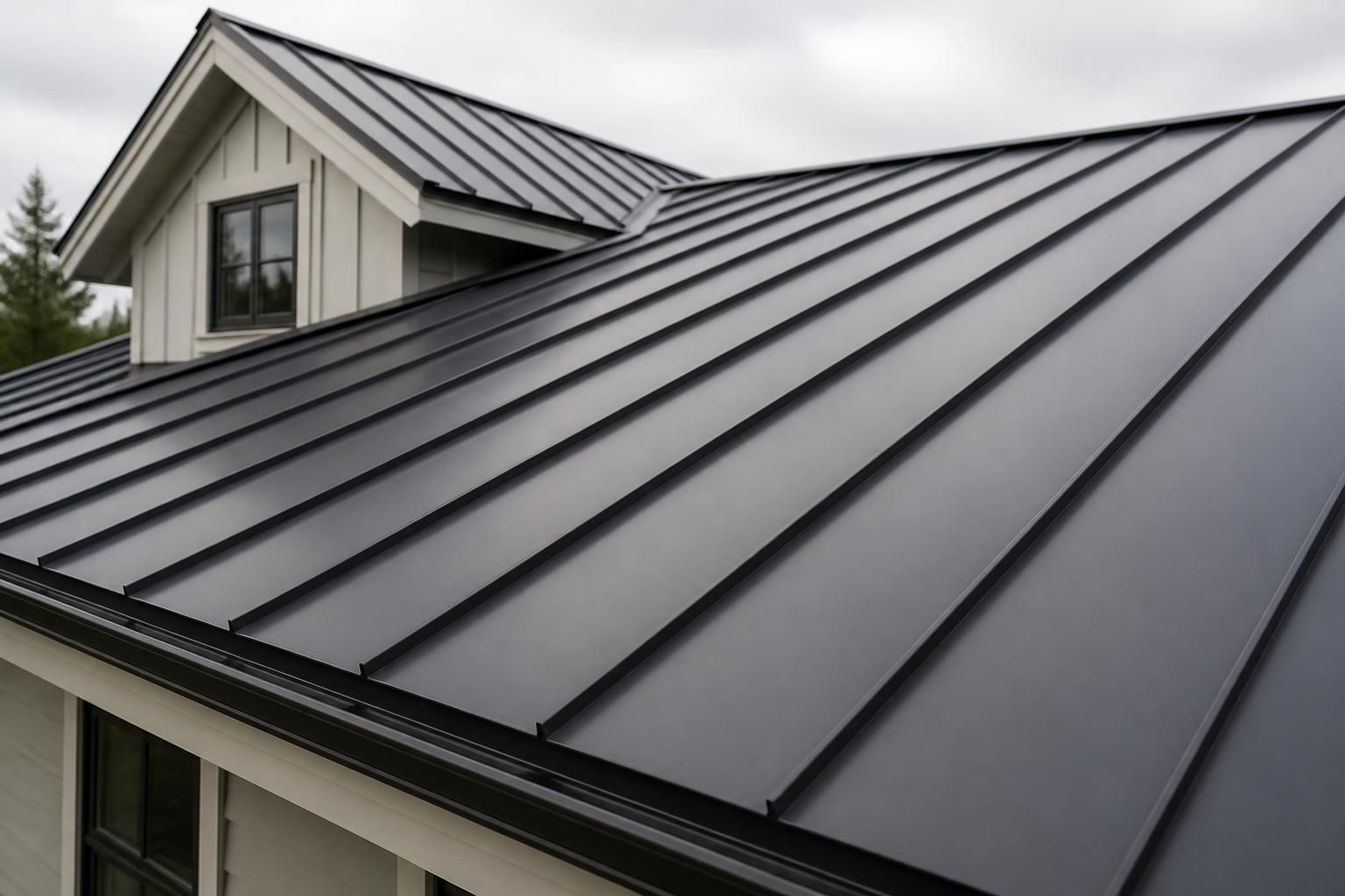 Finished metal roof with clean seams on a home