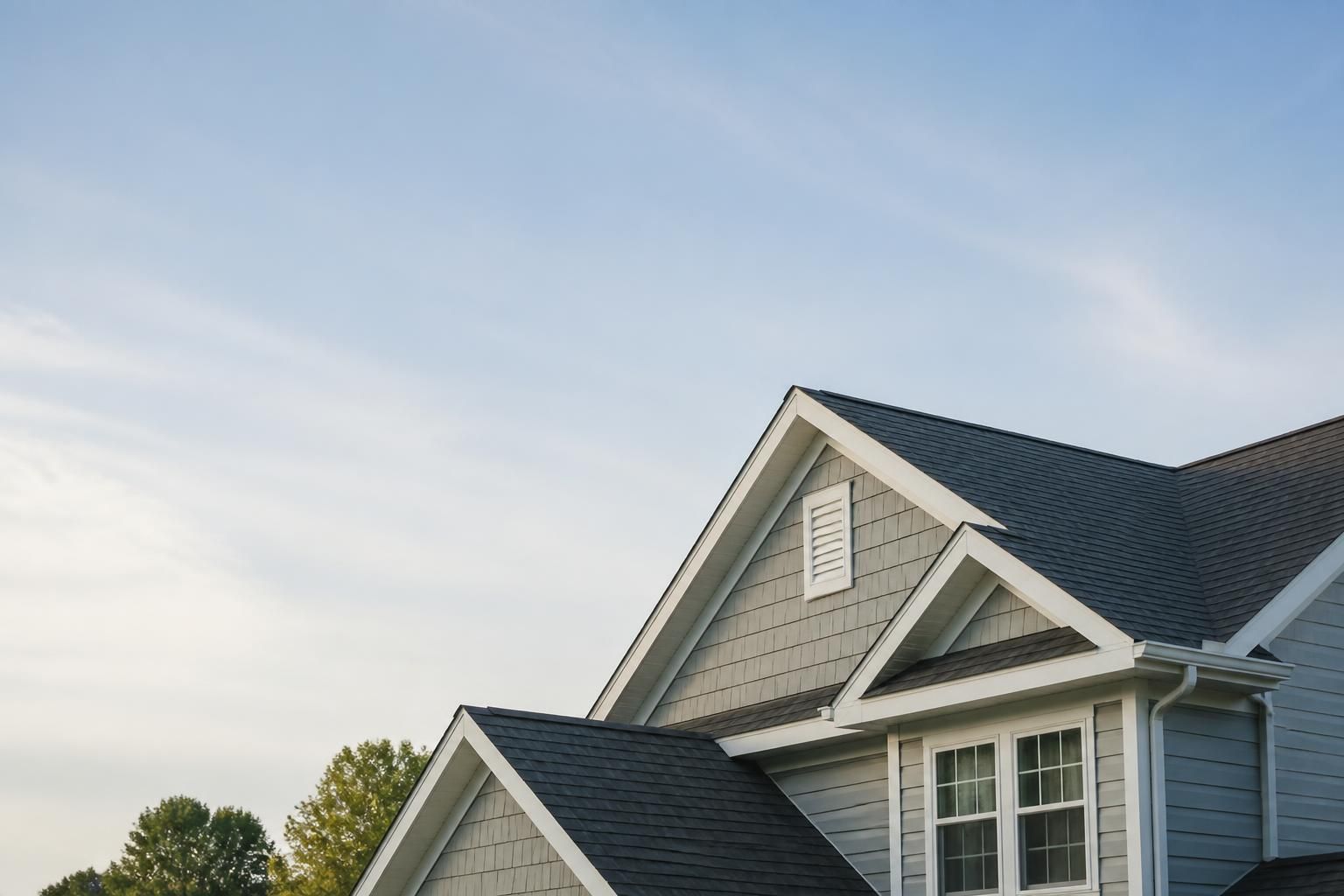 Clean home roofline with open space for text overlay