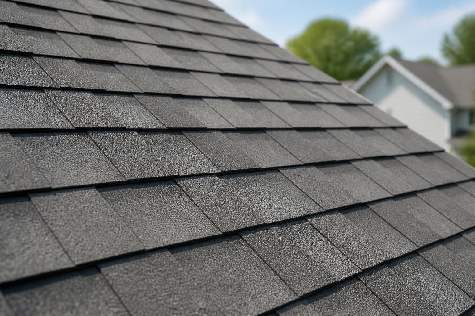 Neat rows of finished shingles on a residential roof